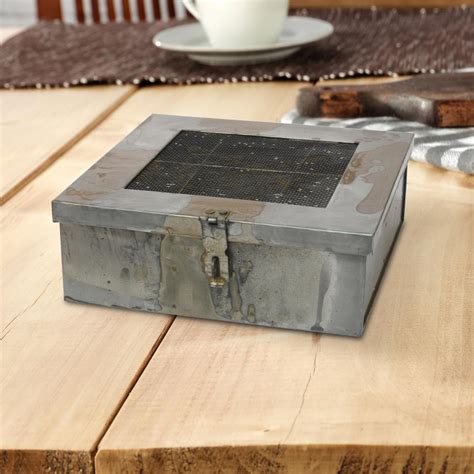 Galvanized Metal Storage Box With Hinged Lid 